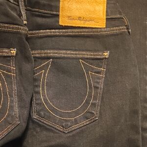 True Religion Black Denim with Tan Accents...size 25